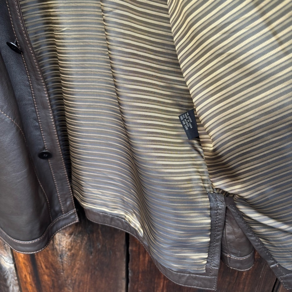 Robert Comstock Men's Dark Brown Soft Leather Shirt Jacket with lining. Size L - Picture 13 of 16